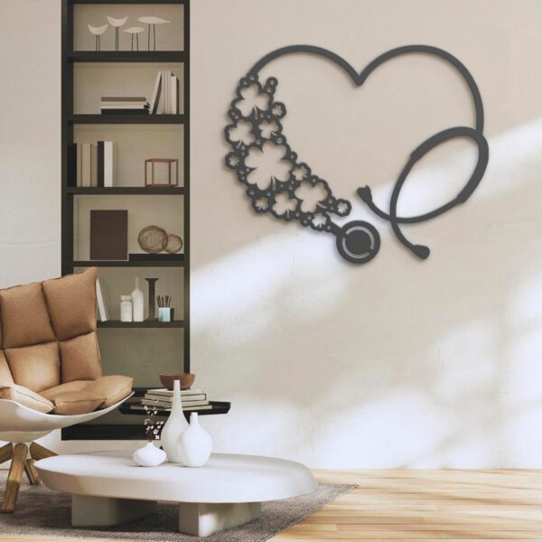 Heart-Stethoscope-Shamrock-Metal-Wall-Art-LED-Light-7