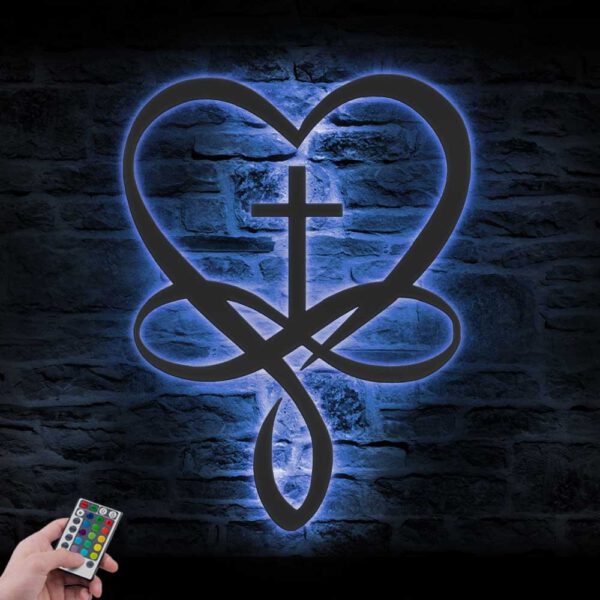 Infinity-Cross-Heart-Metal-Wall-Art-LED-Light