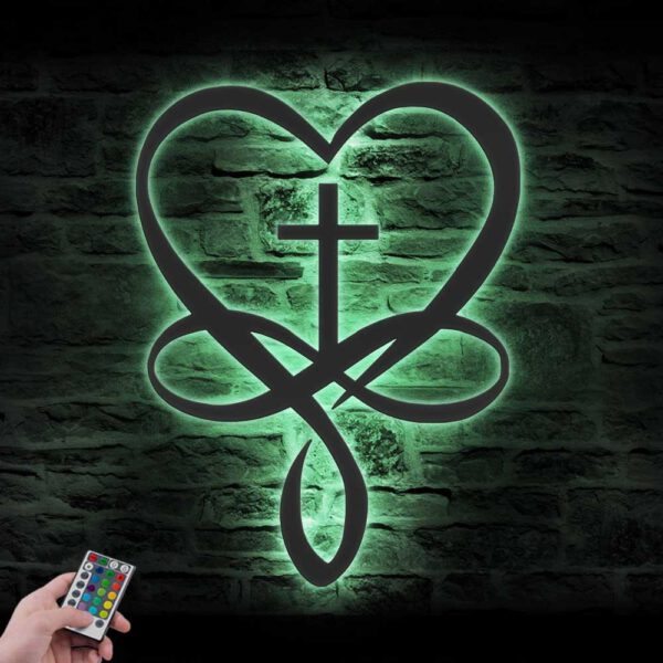 Infinity-Cross-Heart-Metal-Wall-Art-LED-Light-7