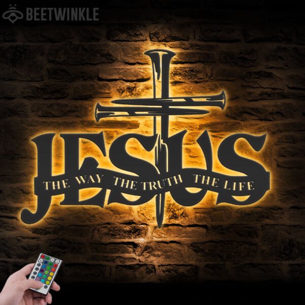 Jesus-The-Way-The-Truth-The-Life-Metal-Wall-Art-LED-Light-2