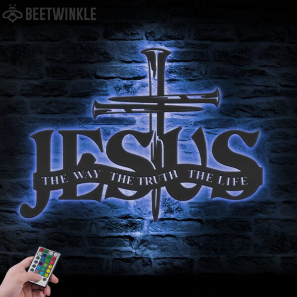 Jesus-The-Way-The-Truth-The-Life-Metal-Wall-Art-LED-Light-6