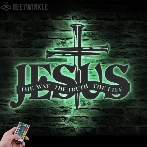 Jesus-The-Way-The-Truth-The-Life-Metal-Wall-Art-LED-Light-7