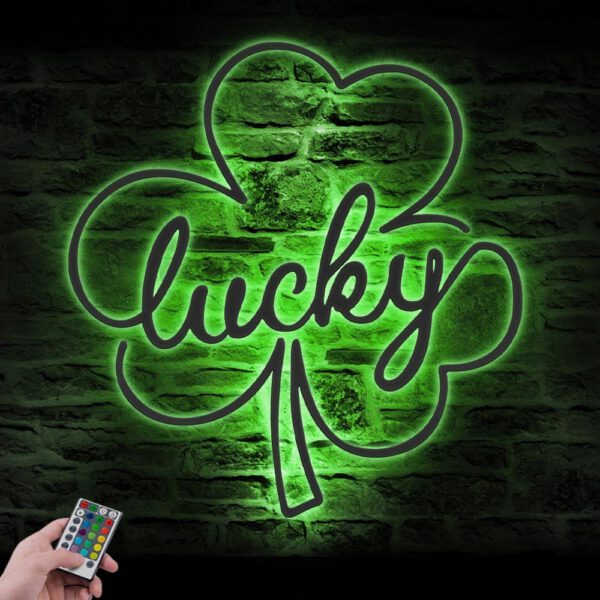 Lucky-Shamrock-Metal-Wall-Art-LED-Light-2-1