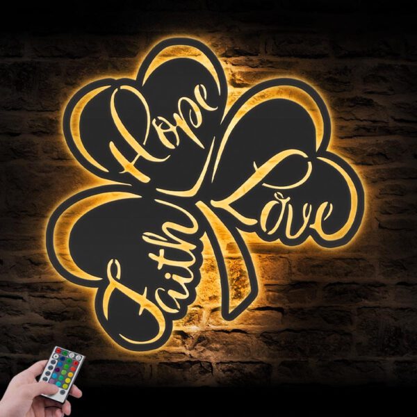 Lucky-Shamrock-Metal-Wall-Art-LED-Light-4