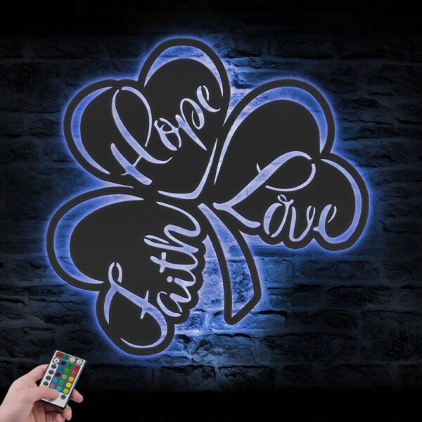 Lucky-Shamrock-Metal-Wall-Art-LED-Light-7