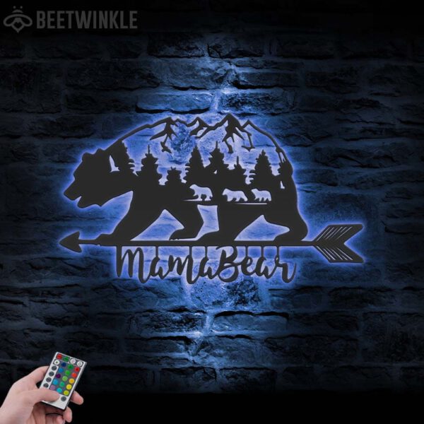 Mama-Bear-With-Child-Metal-Wall-Art-LED-Light-7