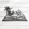 Man-Beach-Scene-on-the-Book-Lover-Metal-Wall-Art-LED-Light-4