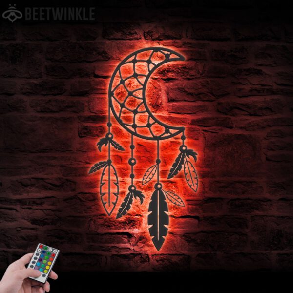 Moon-Dream-Catcher-Metal-Wall-Art-LED-Light-1