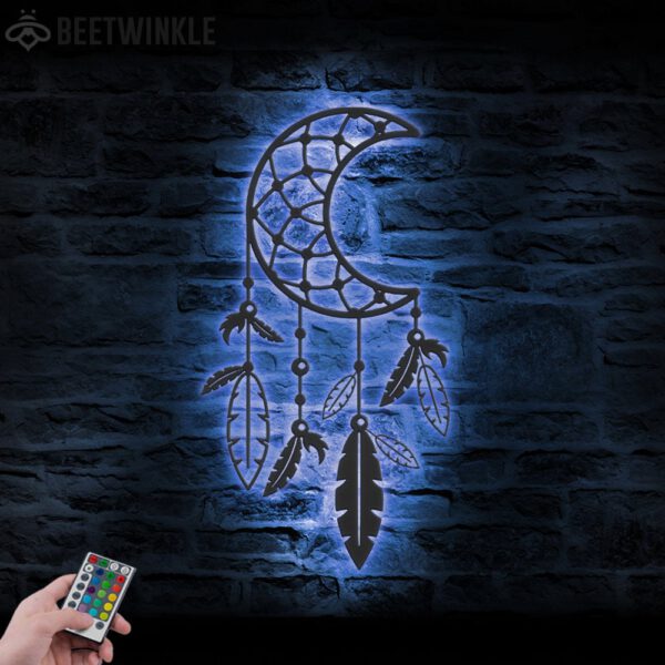 Moon-Dream-Catcher-Metal-Wall-Art-LED-Light-2-1