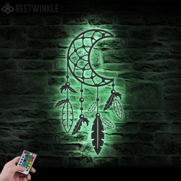 Moon-Dream-Catcher-Metal-Wall-Art-LED-Light-5-1