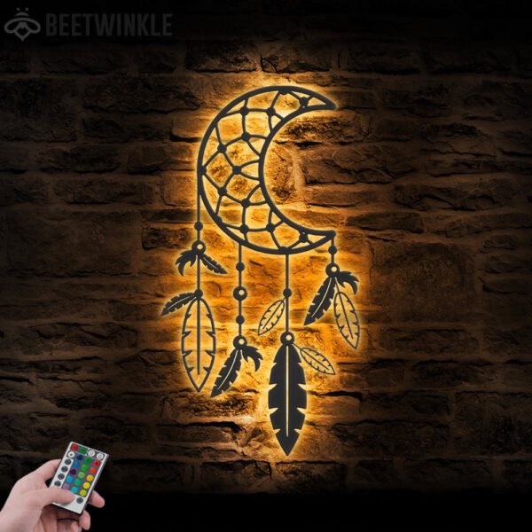 Moon-Dream-Catcher-Metal-Wall-Art-LED-Light-6-1