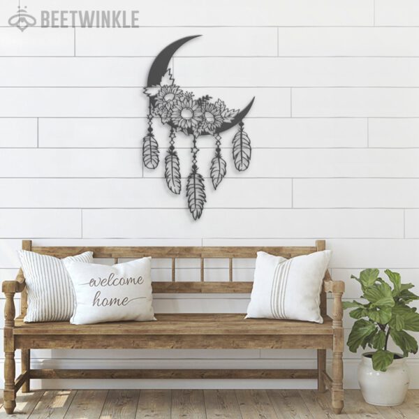 Moon-Sunflower-Dream-Catcher-Metal-Wall-Art-LED-Light-7