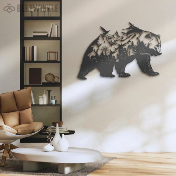 Mountain-Bear-Metal-Wall-Art-LED-Light-2