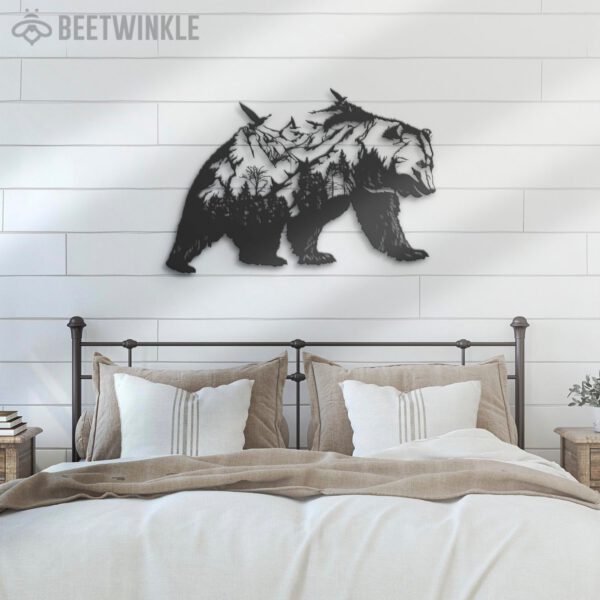 Mountain-Bear-Metal-Wall-Art-LED-Light-3