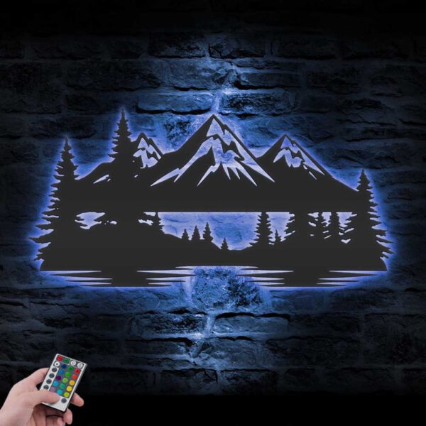 Nature-Mountain-Forest-Metal-Wall-Art-LED-Light-1