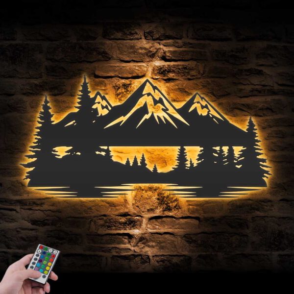 Nature-Mountain-Forest-Metal-Wall-Art-LED-Light-13