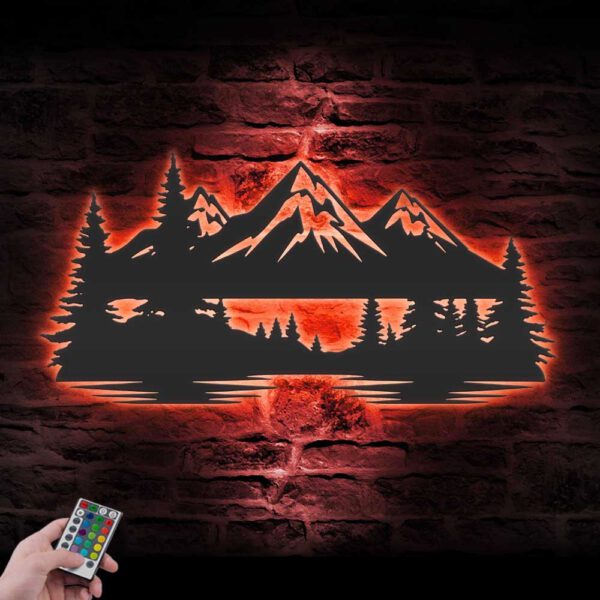 Nature-Mountain-Forest-Metal-Wall-Art-LED-Light-16