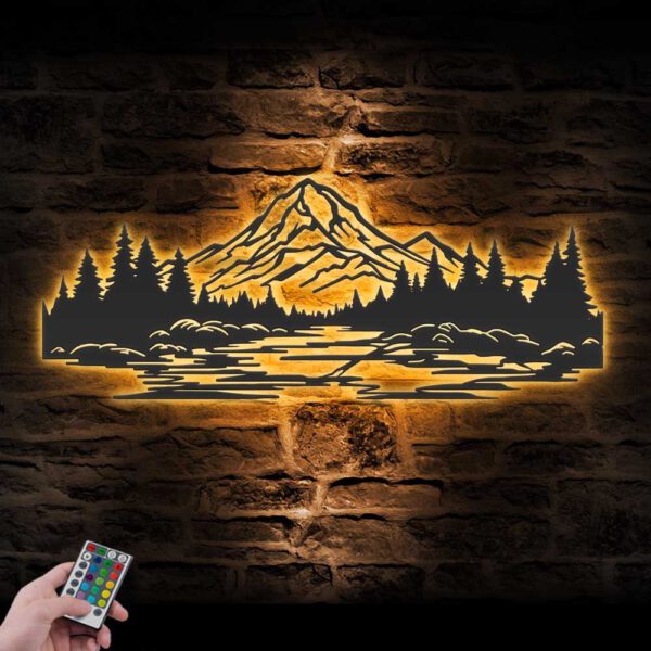 Nature-Mountain-Forest-Metal-Wall-Art-LED-Light-3