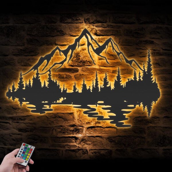 Nature-Mountain-Forest-Metal-Wall-Art-LED-Light-5-2