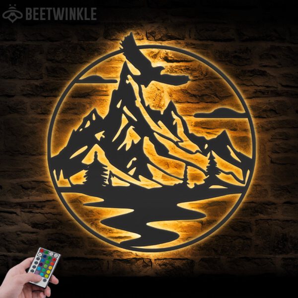 Nature-Mountain-Lake-Life-Metal-Wall-Art-LED-Light-9