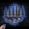 Nature-Wispy-Pine-Tree-Lake-Metal-Wall-Art-LED-Light