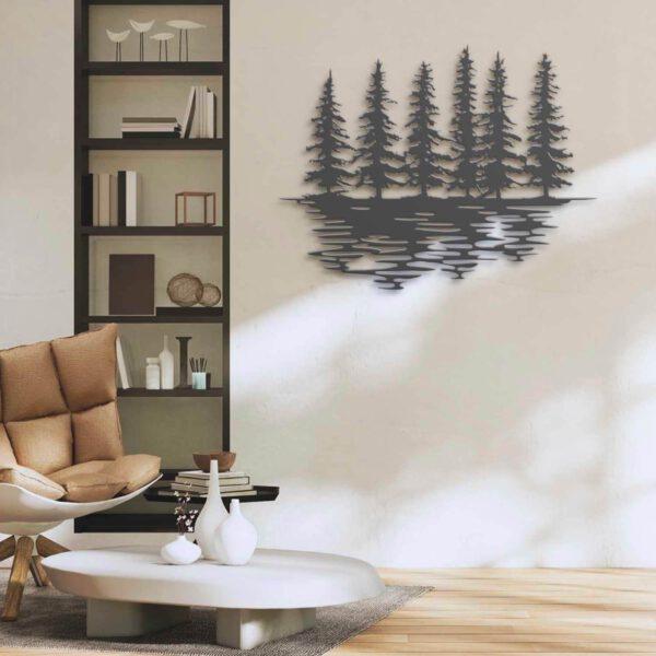 Nature-Wispy-Pine-Tree-Lake-Metal-Wall-Art-LED-Light-4