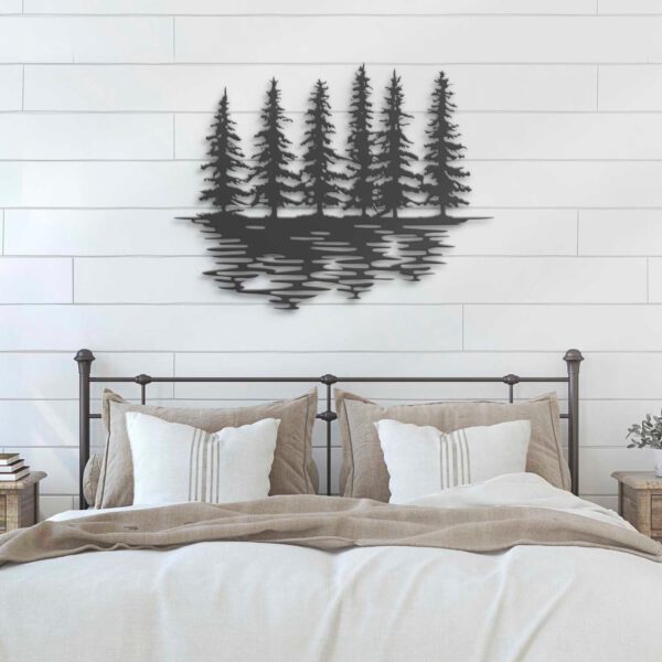 Nature-Wispy-Pine-Tree-Lake-Metal-Wall-Art-LED-Light-5