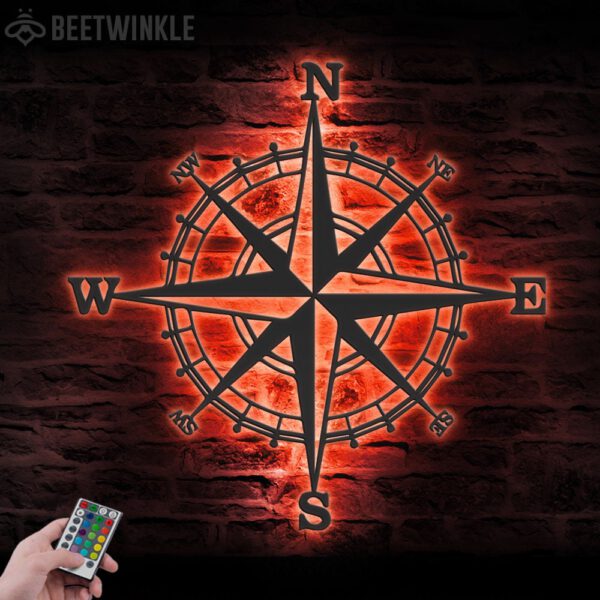 Nautical-Compass-Metal-Wall-Art-LED-Light-2-1