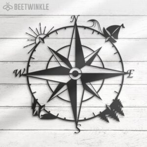 Nautical-Compass-Metal-Wall-Art-LED-Light-3