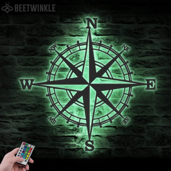 Nautical-Compass-Metal-Wall-Art-LED-Light-4-1