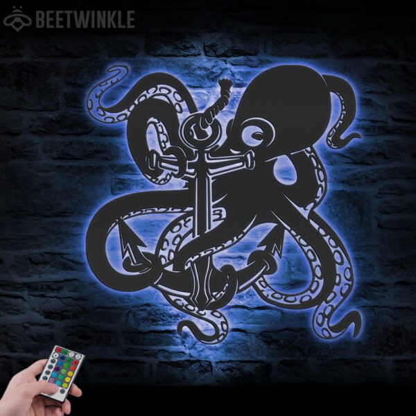 Octopus-And-Anchor-Metal-Wall-Art-LED-Light-4