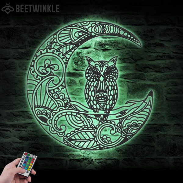 Owl-On-The-Moon-Metal-Wall-Art-with-LED-Light-3