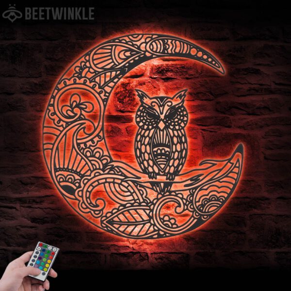 Owl-On-The-Moon-Metal-Wall-Art-with-LED-Light-4