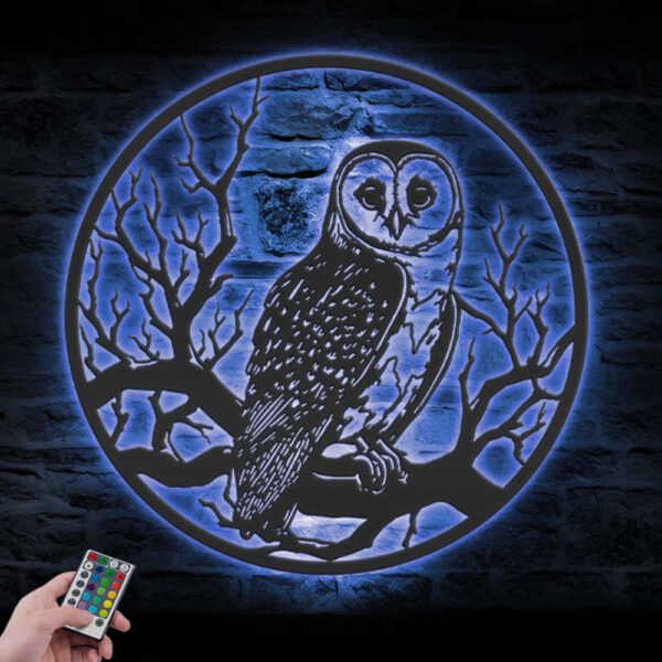 Owl-On-the-Branch-Metal-Wall-Art-with-LED-Light-2