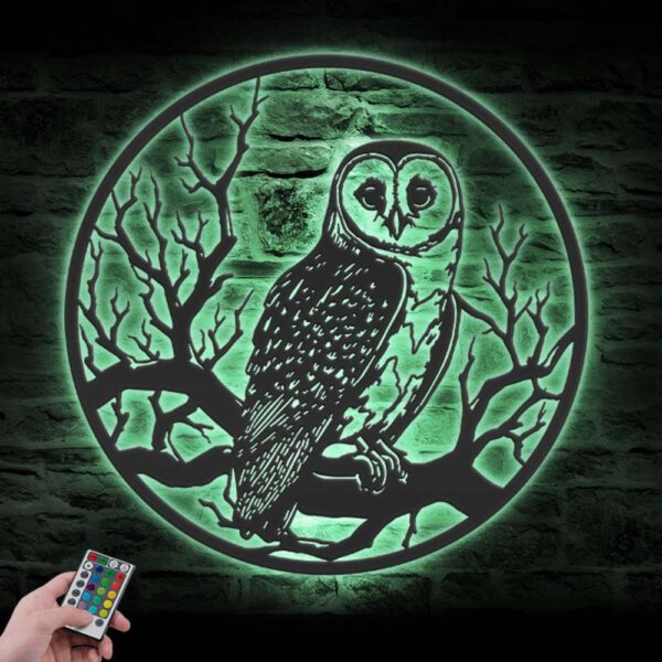 Owl-On-the-Branch-Metal-Wall-Art-with-LED-Light-8