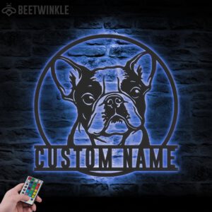 Personalized-BullDog-Metal-Wall-Art-LED-Light_2