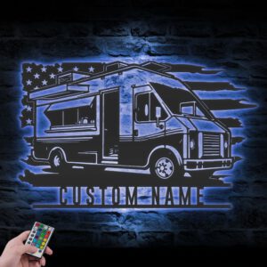 Personalized-Fast-Food-Truck-US-Flag-Metal-Wall-Art-LED-Light-For-Dad_1