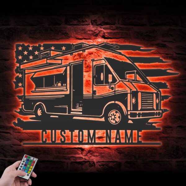 Personalized-Fast-Food-Truck-US-Flag-Metal-Wall-Art-LED-Light-For-Dad_6