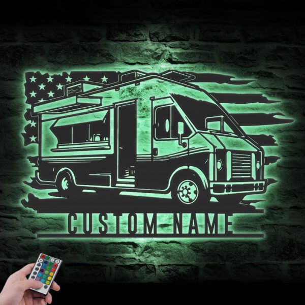 Personalized-Fast-Food-Truck-US-Flag-Metal-Wall-Art-LED-Light-For-Dad_7