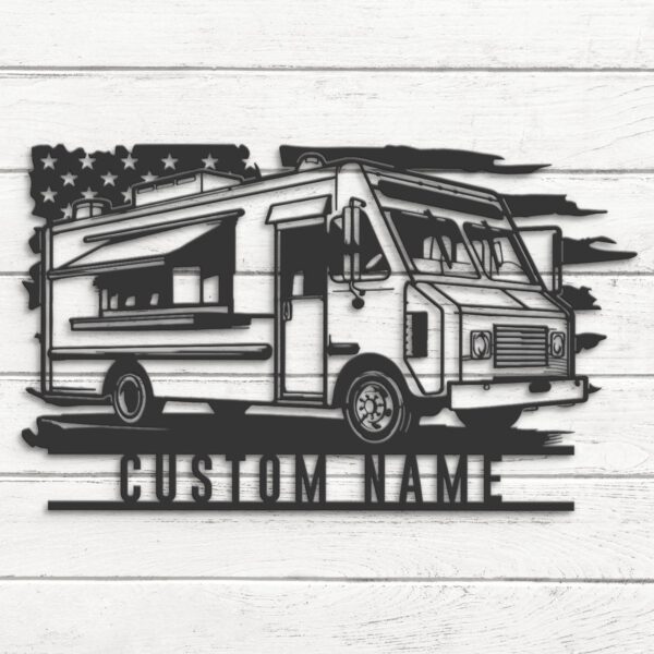 Personalized-Fast-Food-Truck-US-Flag-Metal-Wall-Art-LED_3