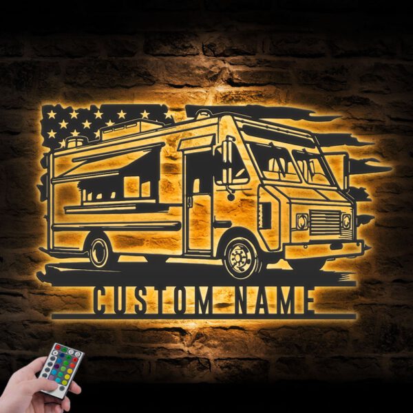 Personalized-Fast-Food-Truck-US-Flag-Metal-Wall-Art-LED_5