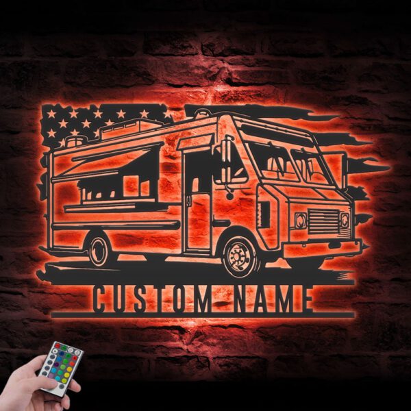 Personalized-Fast-Food-Truck-US-Flag-Metal-Wall-Art-LED_7