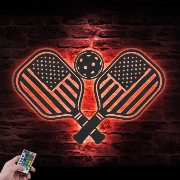 Pickleball-US-Flag-Metal-Wall-Art-LED-Light-4