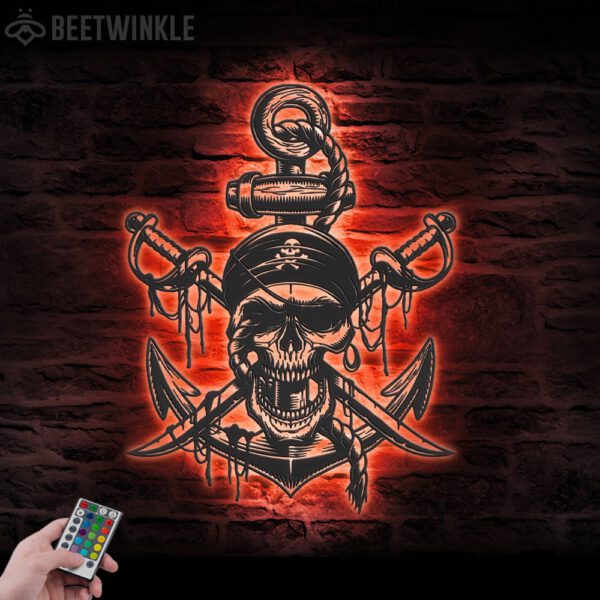 Pirate-Skull-Swords-Anchor-Metal-Wall-Art-LED-Light-2