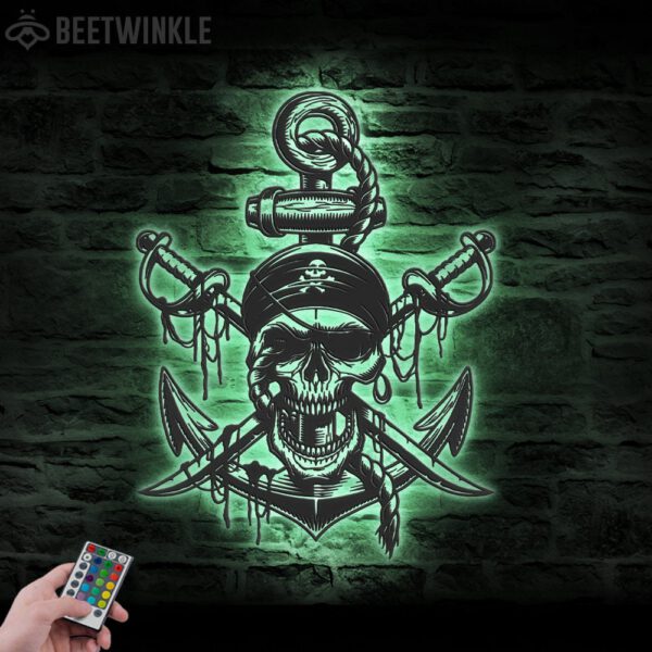 Pirate-Skull-Swords-Anchor-Metal-Wall-Art-LED-Light-5