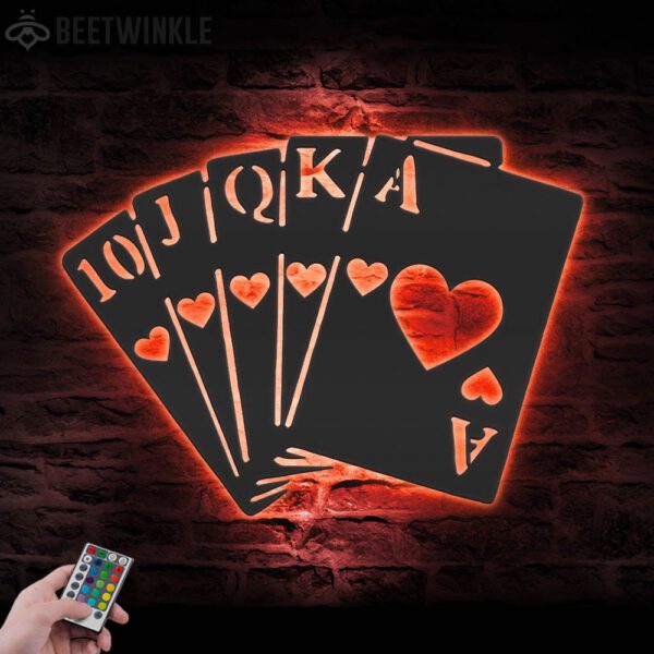 Poker-Cards-Casino-Metal-Wall-Art-LED-Light