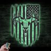 Punisher-Skull-Deer-Hunting-US-Flag-Metal-Wall-Art-LED-Light