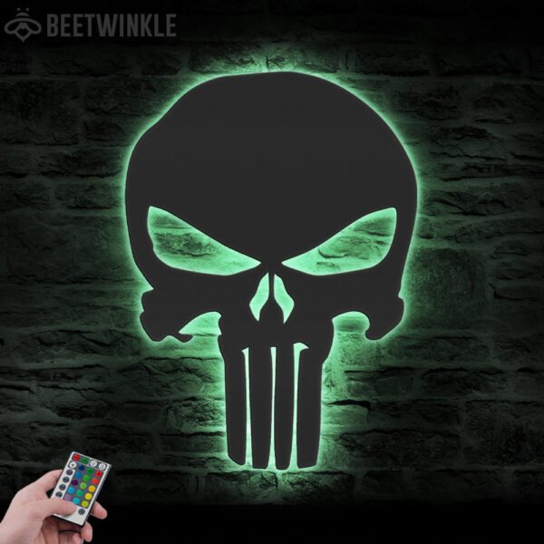 Punisher-Skull-Metal-Wall-Art-LED-Light-4-4