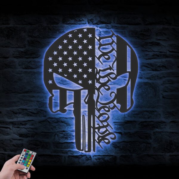 Punisher-Skull-Metal-Wall-Art-LED-Light-5-1