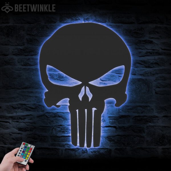 Punisher-Skull-Metal-Wall-Art-LED-Light-5-4